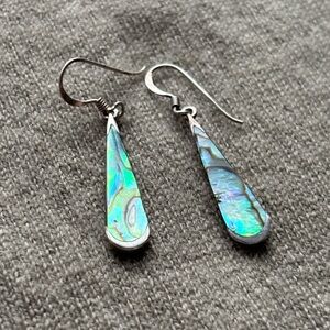 Abalone Shell and Silver Teardrop Earrings
